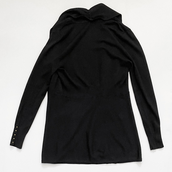 White House Black Market Black Long Sleeve Sweater Gold Buttons Size M - Picture 9 of 13